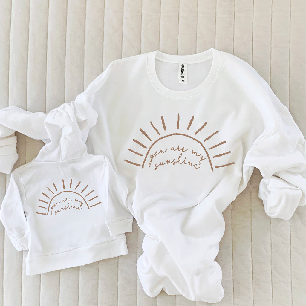 You Are My Sunshine Sweatshirt Set, Matching Neutral Tops, Mommy and Me outfit, Matching Mom & Baby, Gender Neutral Sweatshirt, Cotton