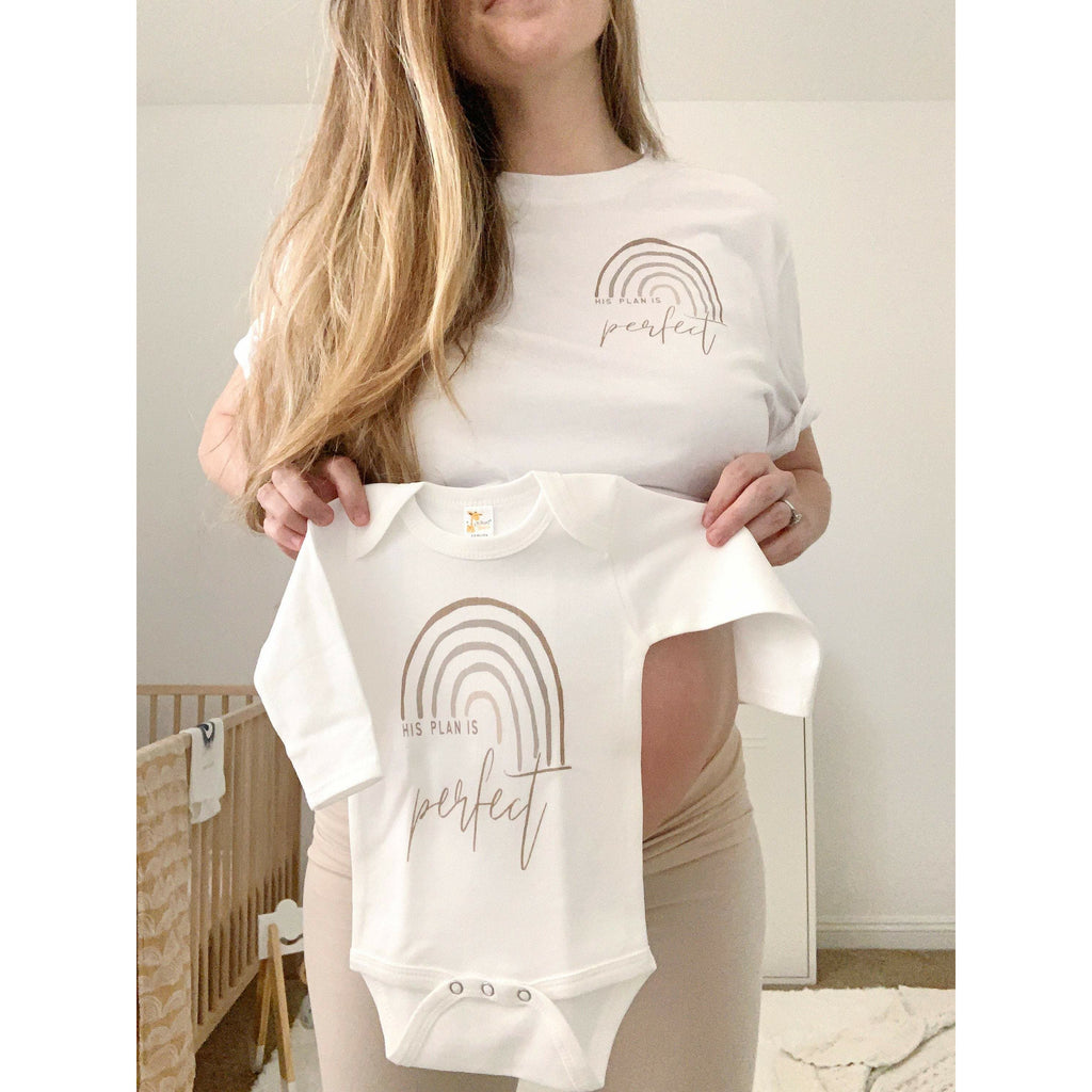 His Plan Is Perfect, Rainbow Baby Bodysuit, Scandinavian Rainbow, Baby Shower Gift, New Baby, Mommy and Me, Gender Neutral, Faith Shirt