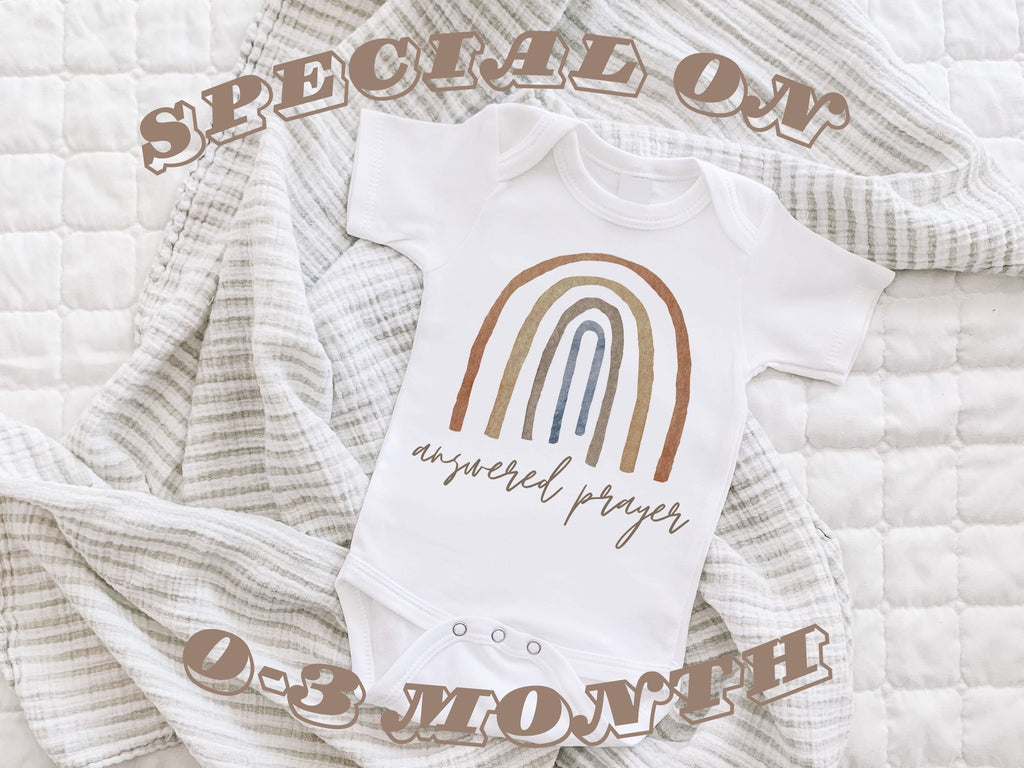 SPECIAL PRICING 0-3 month size, Answered Prayer, Rainbow Baby Bodysuit, Scandinavian Rainbow, Baby Shower Gift, New Baby, Gender Neutral