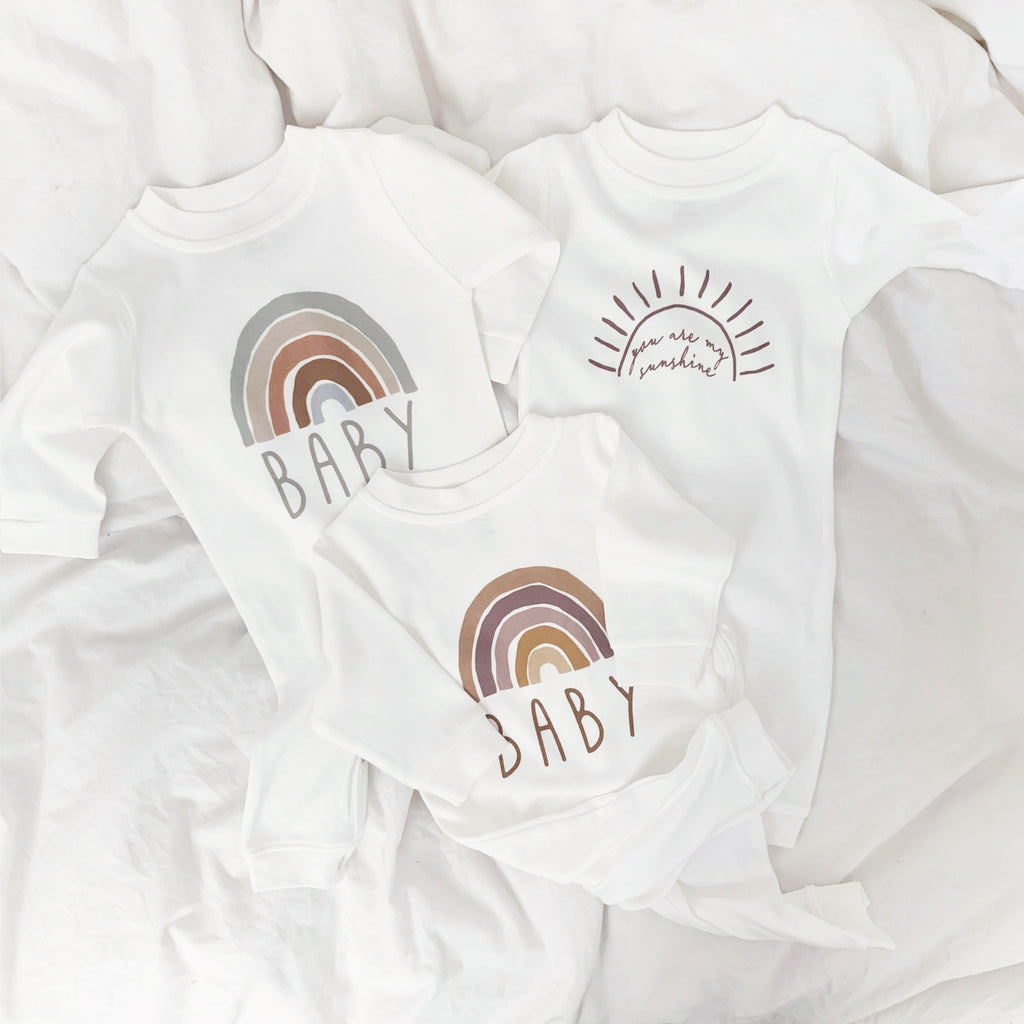 rainbow baby, you are my sunshine onesie, hope baby, baby sister outfit, baby brother outfit, minimal baby outfit, scandinavian baby 