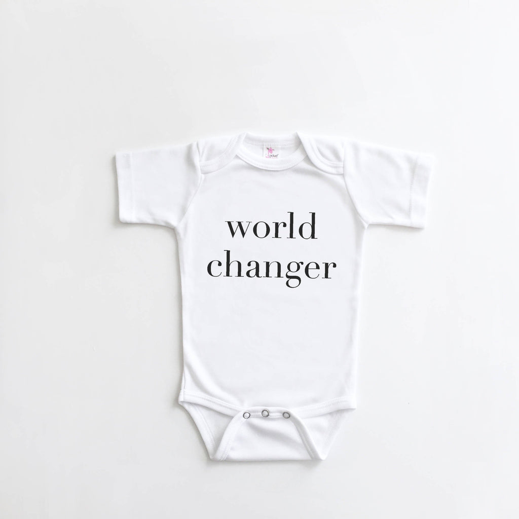 World Changer Baby, Hipster Baby Outfit, Monochrome, Trendy Baby, Infant Apparel, Baby Gift, Positive, Unisex