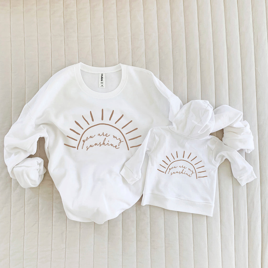 You Are My Sunshine Sweatshirt Set, Matching Neutral Tops, Mommy and Me outfit, Matching Mom & Baby, Gender Neutral Sweatshirt, Cotton
