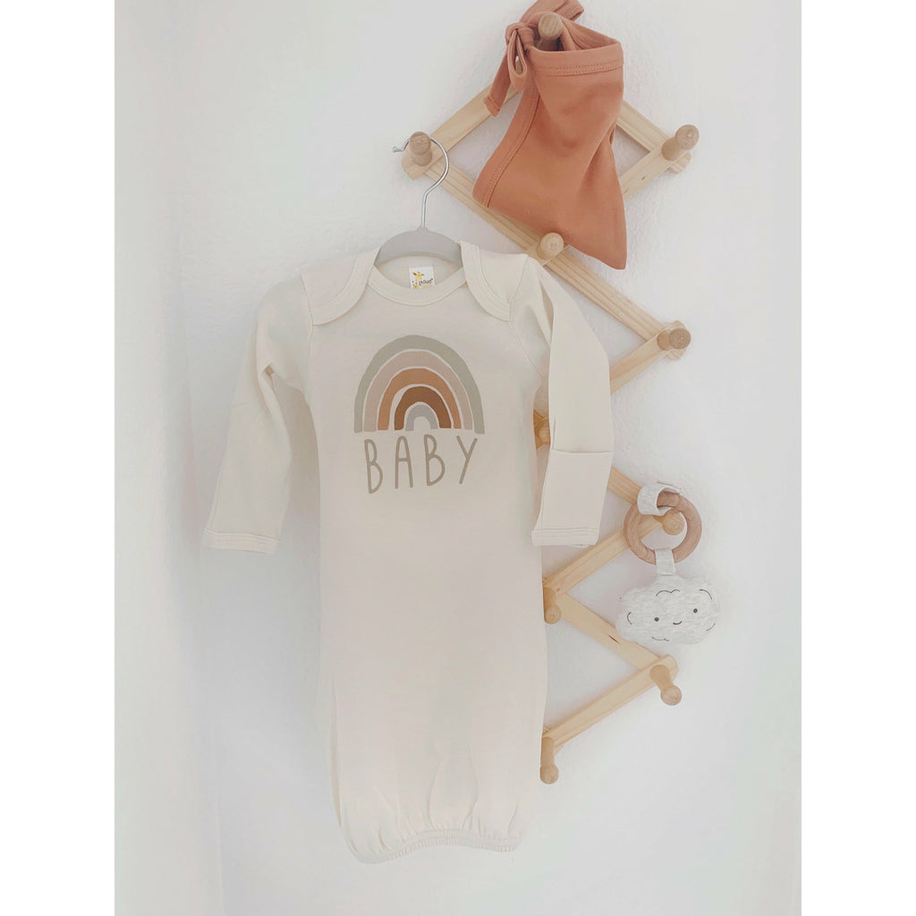 Rainbow Baby, Sleeper, Infant Gown, Bringing Home Outfit, Coming Home Outfit, Rainbow Baby, Pastel, Neutral Rainbow Baby Gown