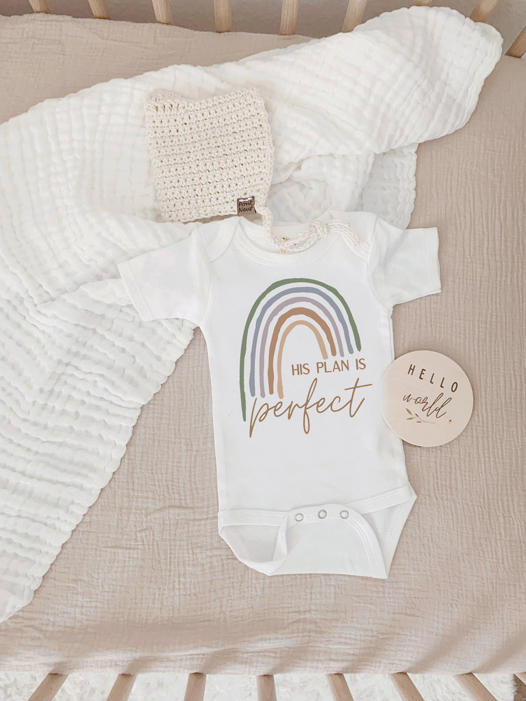 His Plan Is Perfect, Rainbow Baby Bodysuit, Scandinavian Rainbow, Gift, Baby Shower Gift, New Baby, Baby Apparel, Hipster, Gender Neutral