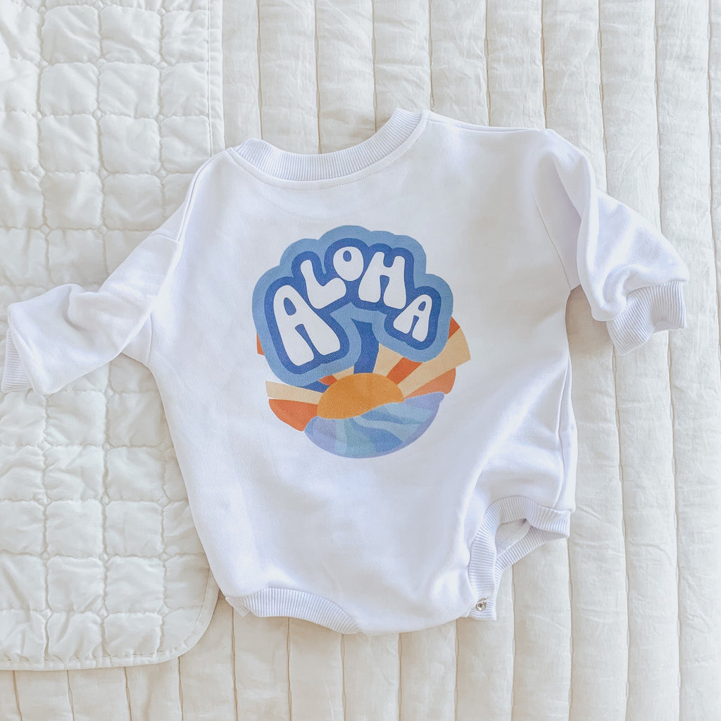 Retro Baby Sweatshirt Romper, Baby Shower Gift, Sweatshirt Romper, Baby Sweatshirt, Hipster, Gender Neutral, Aloha, Retro Baby, Hawaiian