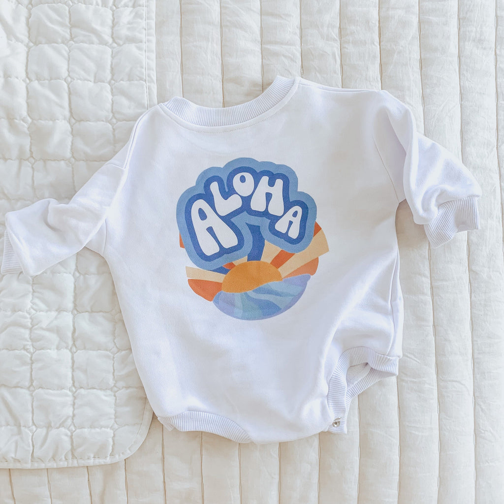 Retro Baby Sweatshirt Romper, Baby Shower Gift, Sweatshirt Romper, Baby Sweatshirt, Hipster, Gender Neutral, Aloha, Retro Baby, Hawaiian