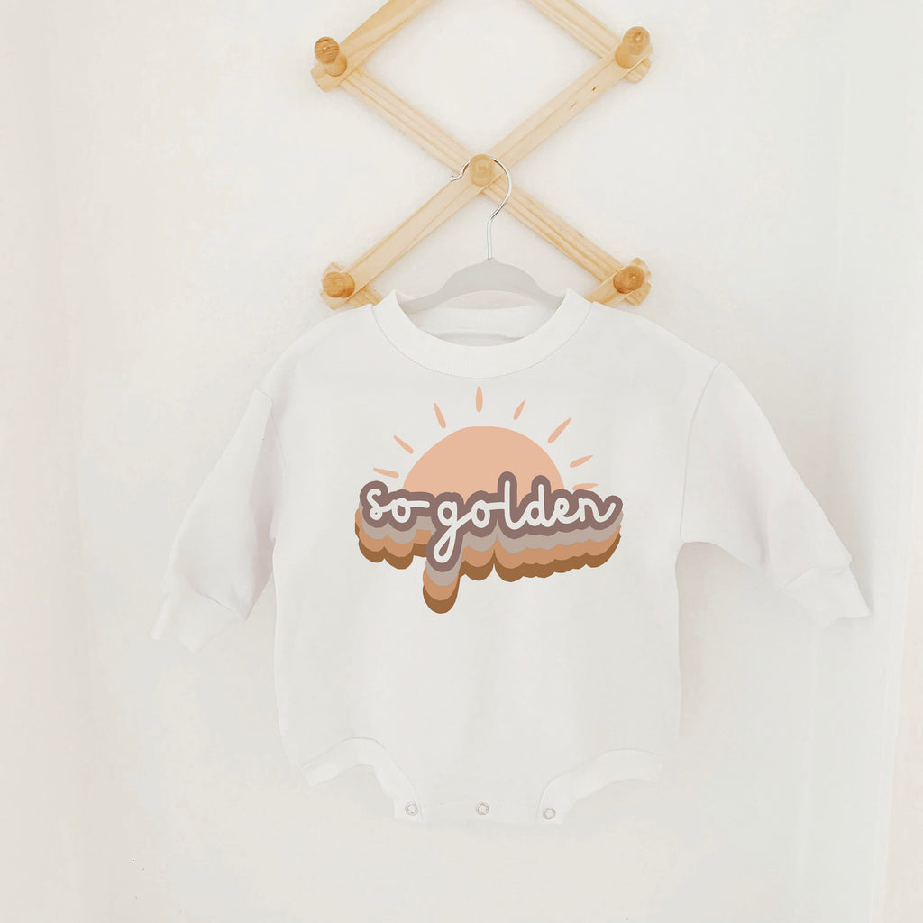 Retro Baby Sweatshirt Romper, Baby Shower Gift, Sweatshirt Romper, Baby Sweatshirt, Hipster, Gender Neutral, Golden, So Golden
