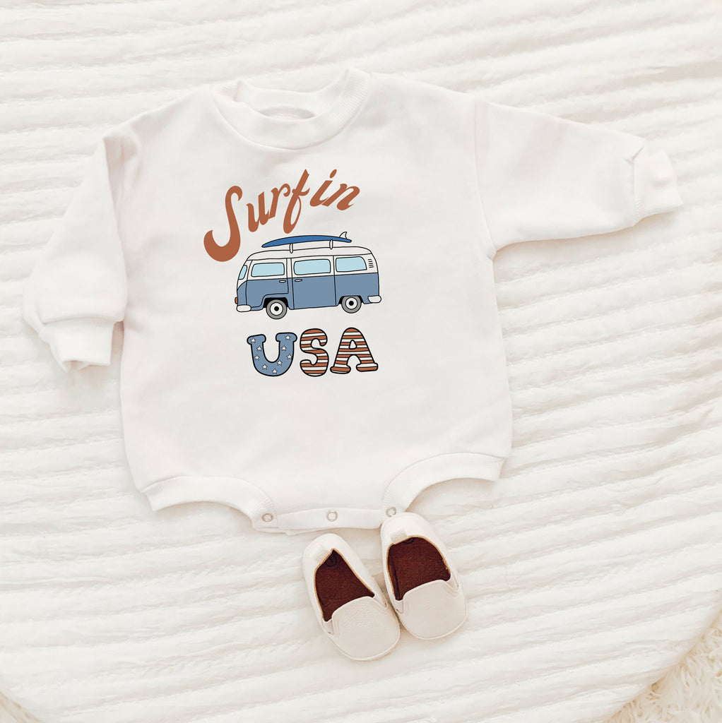 Retro Summer Baby Shirt, Surfin USA, Retro USA Shirt, Fourth Of July, New Baby Gift, Summer Baby, Gender Neutral, July 4th Baby Outfit