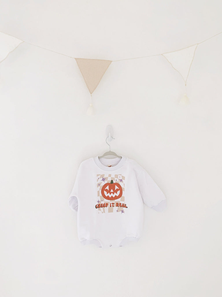First Halloween Baby Outfit, Baby First Halloween, Creep It Real, Bubble Romper, Baby Sweatshirt Romper, Hippie Halloween, Bubble romper