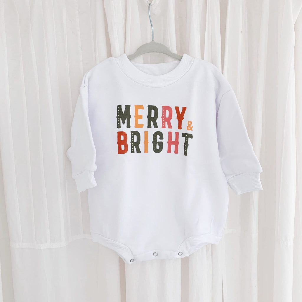 Christmas Baby Outfit, Baby First Christmas, Santa Romper, Baby Sweatshirt Romper, Baby Holiday Outfit, Bubble romper, Merry Christmas