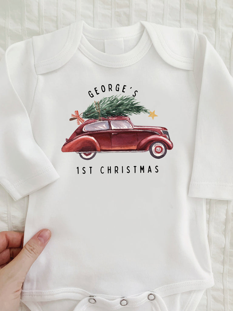 Baby First Christmas one piece, First Christmas Outfit, Neutral Christmas Outfit, Christmas Baby Clothes, Christmas Trees, First Christmas