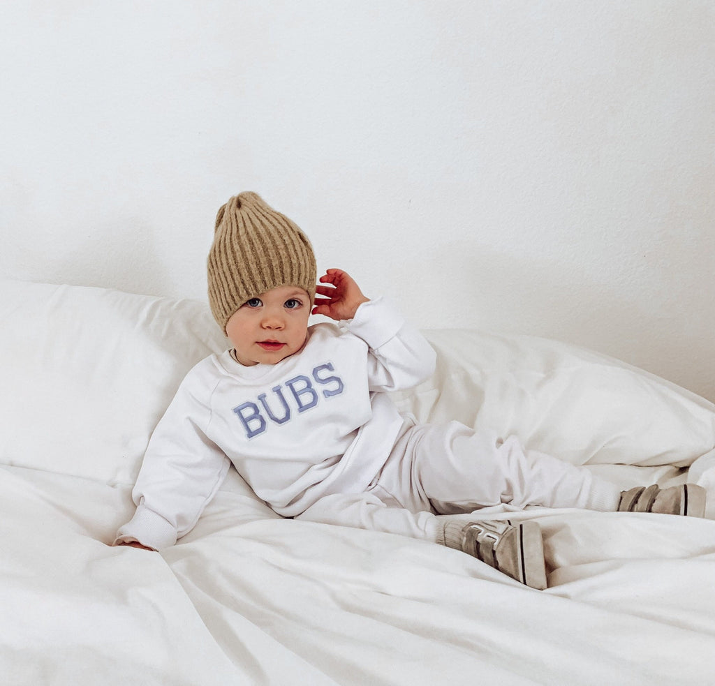 Bubs, Embroidered Toddler Sweatshirt, Kids Custom Name, Neutral Toddler Sweatshirt, Oversized, Blue, Boy Sweatshirt, Bubs Sweatshirt