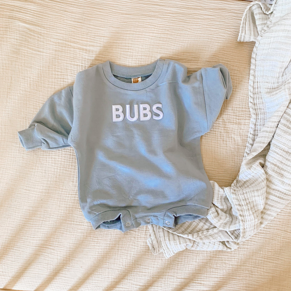 Oversized Neutral Baby Romper, Bubble Romper, Letter Baby Sweatshirt, Baby Sweatshirt, Neutral baby Sweatshirt Romper, Custom Baby Romper