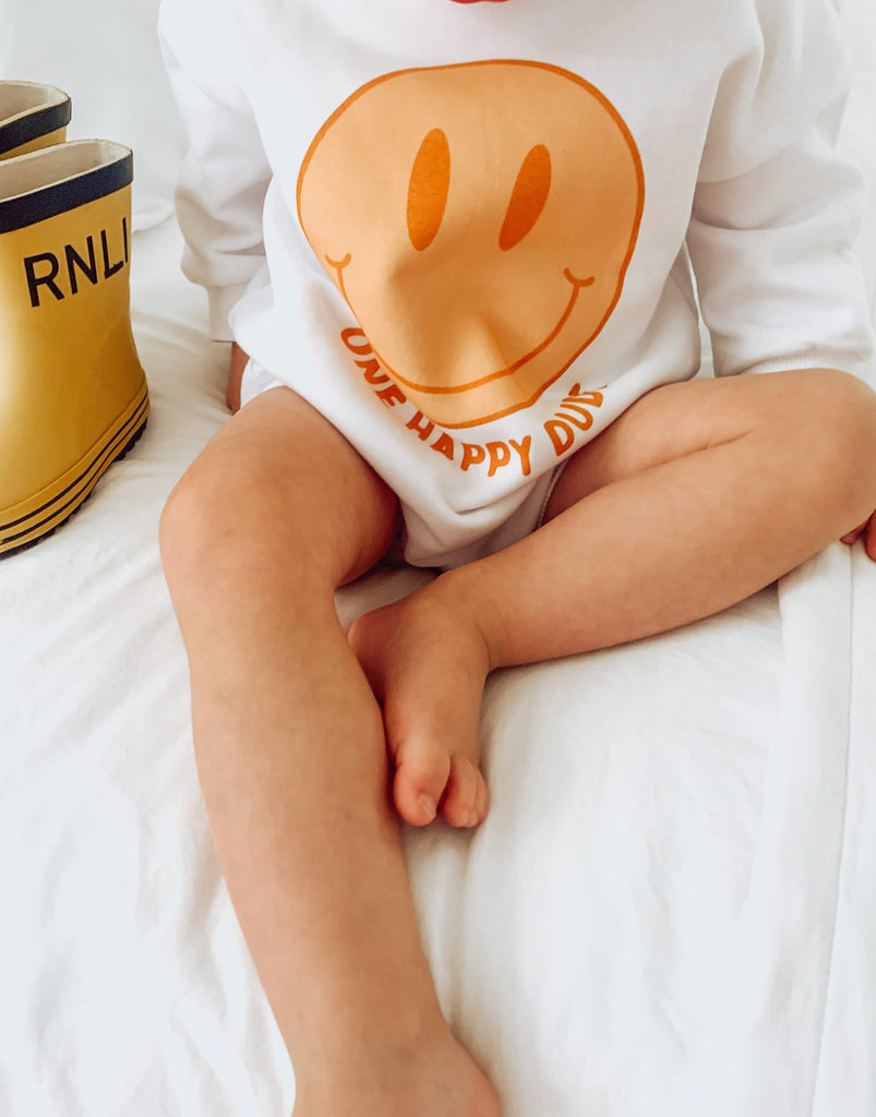 Happy One Romper, One Happy Dude, Sweatshirt Romper, Hipster, Gender Neutral, First Birthday Outfit, Smile Birthday, Smile Birthday Romper