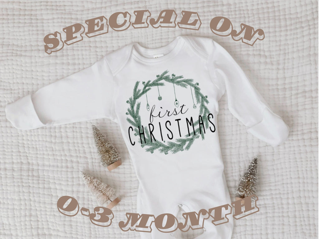 SPECIAL PRICING 0-3 month size, First Christmas Baby , Baby First Christmas, Baby Christmas Shirt, First Christmas Baby Outfit, Neutral Baby