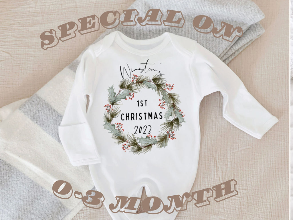 SPECIAL PRICING 0-3 month size, First Christmas Baby , Baby First Christmas, Baby Christmas Shirt, First Christmas Baby Outfit, Custom Name