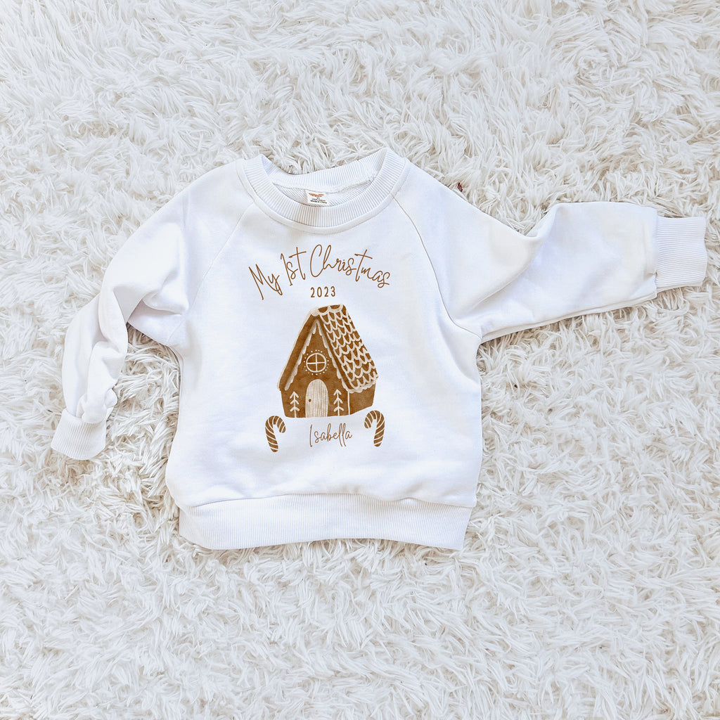 Baby First Christmas one piece, 1st Christmas, Neutral Christmas Outfit, Custom Christmas Baby Outfit, Gingerbread house, My First Christmas