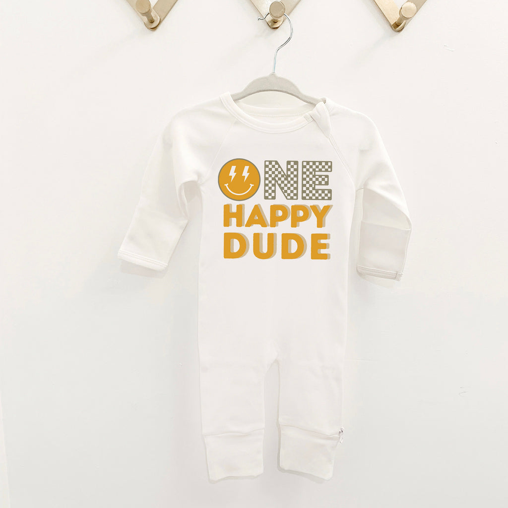 One Happy Dude, Happy One, Sweatshirt Romper, Hipster, Neutral, First Birthday Outfit, Smile Birthday, Smile Birthday Romper, One Happy Dude
