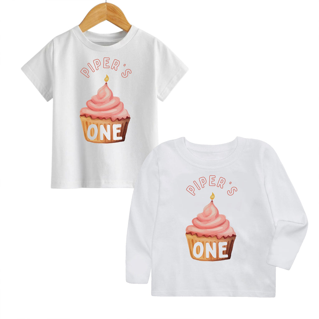 First Birthday Sweatshirt Romper, Cupcake Birthday Shirt, Cupcake Romper, 1st Birthday Outfit, Cupcake, Girl Birthday Outfit, Pink Birthday