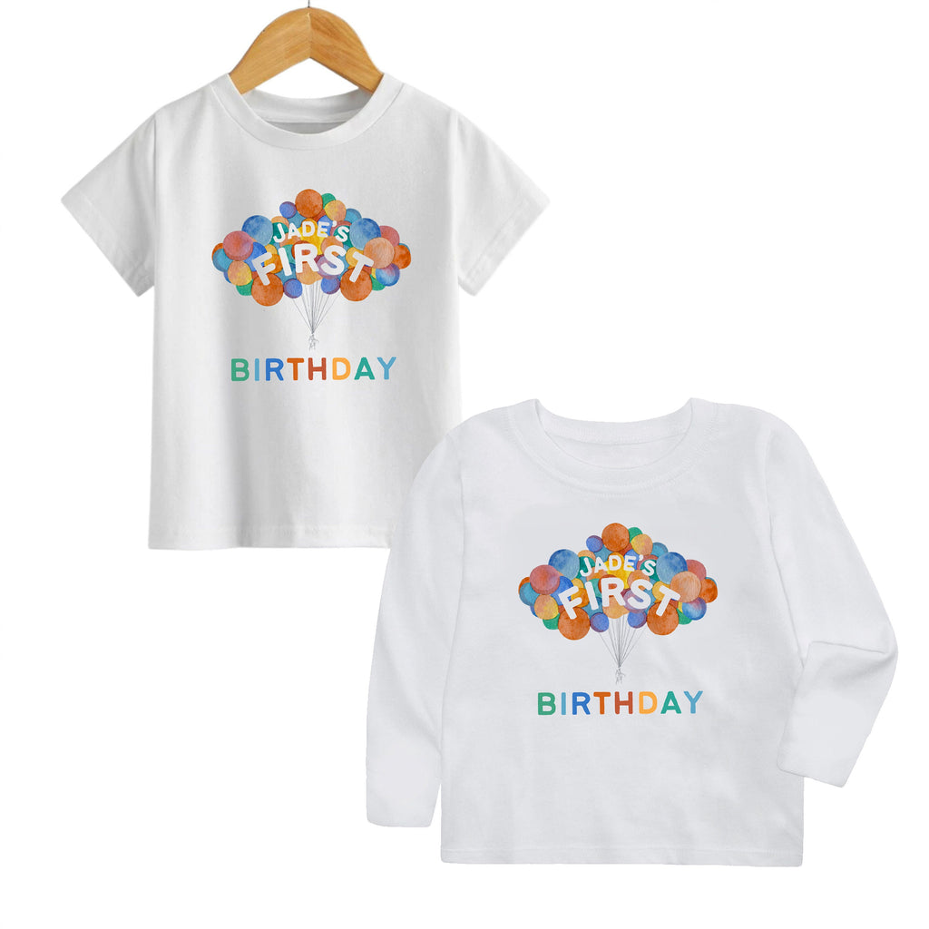 First Birthday Sweatshirt Romper, Birthday Balloon Shirt, Balloon Romper, 1st Birthday Outfit, Rainbow Birthday Romper, Rainbow Balloons