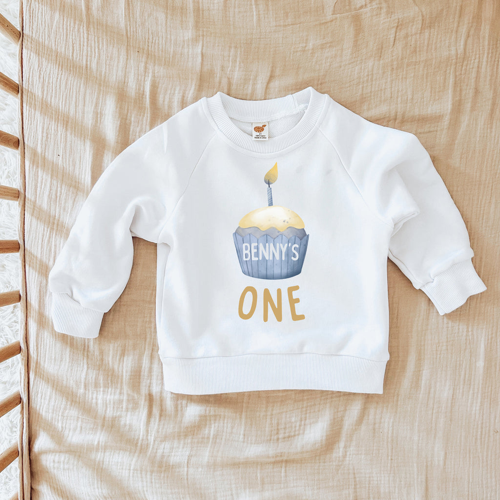 First Birthday Sweatshirt Romper, Cupcake Birthday Shirt, Cupcake Romper, 1st Birthday Outfit, Boy Birthday outfit, Girl Birthday Outfit